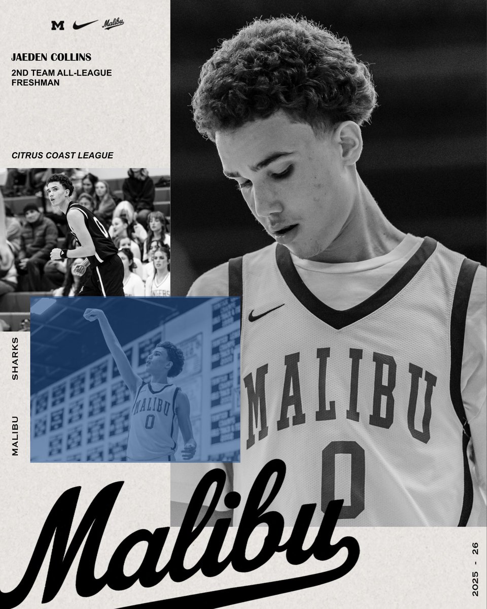malibu_hoops's tweet photo. Congratulations to Freshman @jaedencollins0 on earning 2nd Team All-League Honors #GoSharks 🦈 https://t.co/WtIfKQLVFB