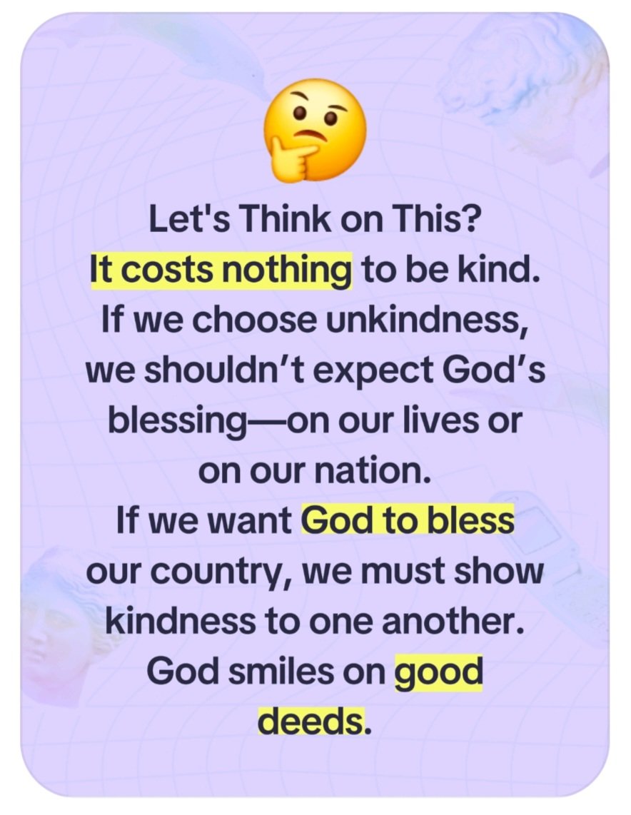 Be nice and show kindness -costs us nothing. Helping another shows Love is around. 
#Blessings #love #bekind #smile