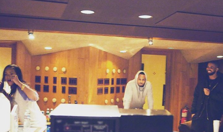 Drake and Rihanna in the studio working on “Work” (2016)