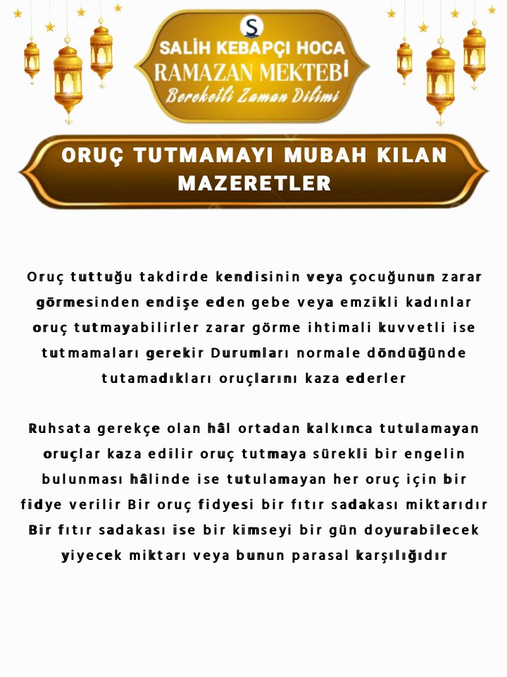 RAMAZAN MEKTEBİ | ORUÇ FIKHI

ORUÇ TUTMAMAYI MUBAH KILAN MAZERETLER