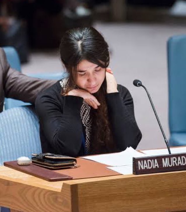 Her name is Nadia Murad, a Yazidi woman and co-recipient of the Nobel Peace Prize alongside Congolese gynecologist Denis Mukwege.

At just 19, she was kidnapped by ISIS.
For three months, she was tortured and repeatedly raped.
Her mother and six brothers were executed. Her