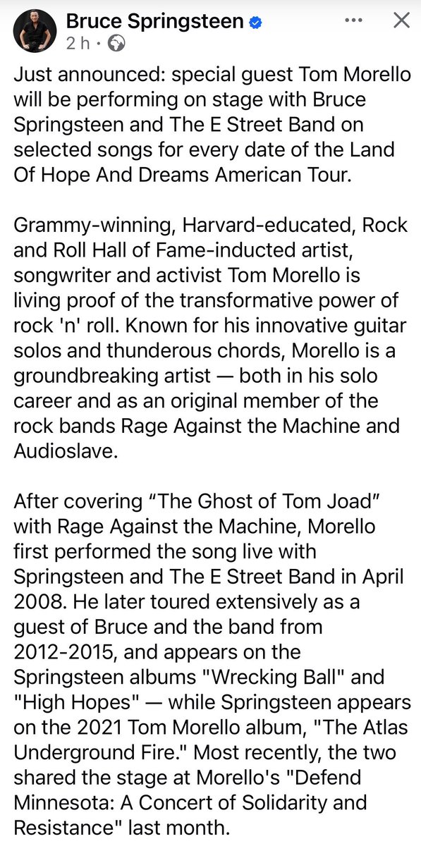 Springsteen news - Point Blank tweet media