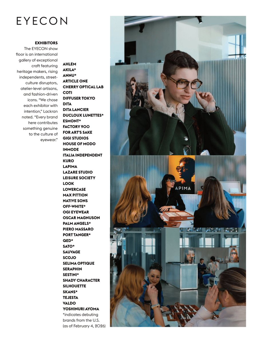 EYECON: A Bold Vision

Heading into its second year, EYECON continues to refine its position by bringing together international luxury eyewear alongside a group of boutique and independent labels.

Head to the article in Ac EYE x <a href="/2020mag/">20/20 Magazine</a> to learn more: acmagazine.accessoriescouncil.org/eye-spring-202…