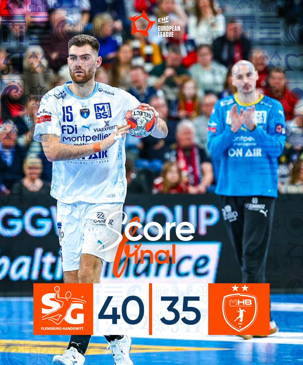 [<a href="/ehfel_official/">EHF European League</a> - Tour principal - J2]    

Après 50 minutes de haute volée, le <a href="/mhbofficiel/">Montpellier Handball</a> s'incline dans le nord de l'Allemagne.

🔚  <a href="/SGFleHa/">SG Flensburg-Handewitt</a> 🆚 <a href="/mhbofficiel/">Montpellier Handball</a> : 40-35