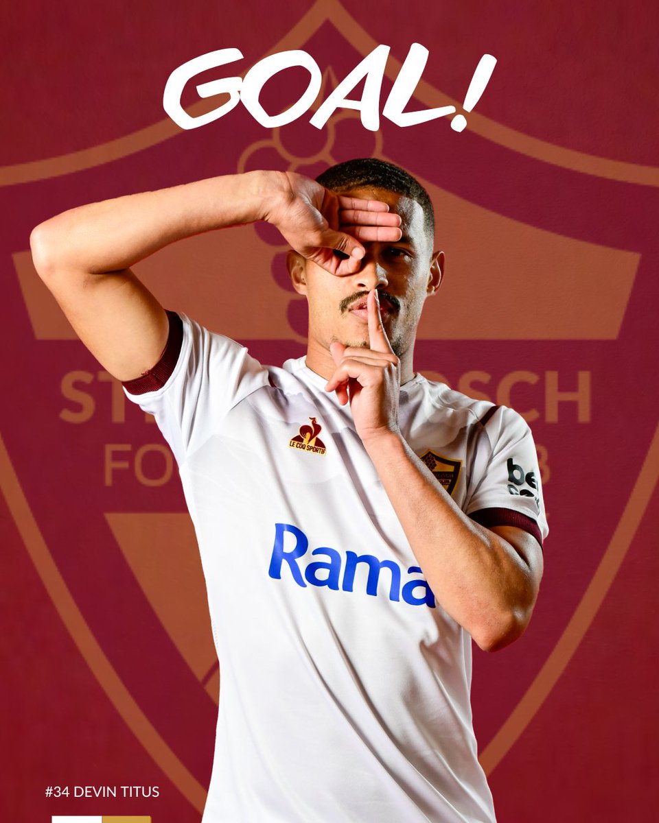 87' – 𝗚𝗢𝗔𝗟! – It could only be him! Devin Titus puts us ahead with a beautiful finish 🎯

Kaizer Chiefs 1️⃣–2⃣ Stellenbosch FC 

#HeartoftheCape #MoreThanFootball #StellenboschFC 🍇