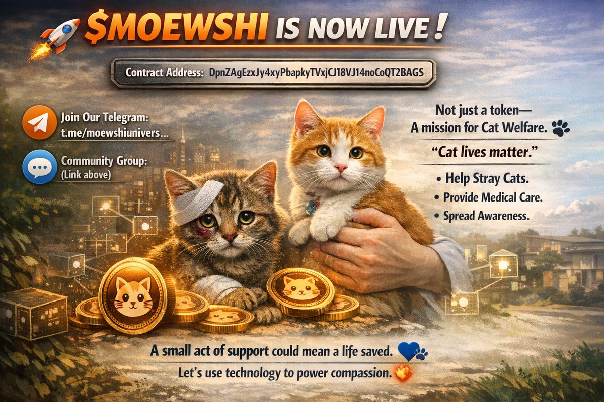 Cxpl0rer's tweet photo. $MOEWSHI IS NOW LIVE

Contract Address (CA):
DpnZAgEzxJy4xyPbapkyTVxjCJG18VJ14noCoQT2BAGS

@MOEWSHI_FPV @_HeyZing https://t.co/8KGUTcz4JE