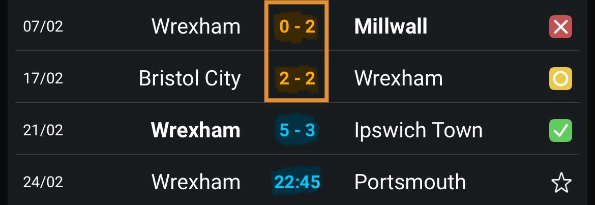 🏴󠁧󠁢󠁥󠁮󠁧󠁿 Championship’ten ikinci maçım ise budur.

Wrexham yine sürpriz kümesine girmiş. Bu sezon 2-0 kaybediyor - 2-2 berabere kalıyor, ardından 2/1 ve 5-3 skor çıkartıyor. 

Tekrardan 2-0 kaybetmiş - 2-2 berabere kalmış ve bu sefer 5-3 skor çıkarmış. Bu durumda elde tek 2/1 kalıyor.