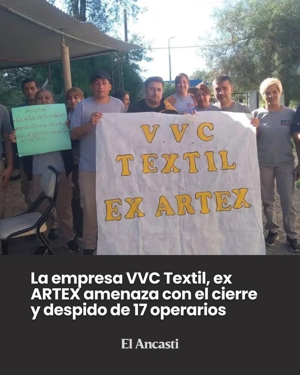 INDUSTRIA TEXTILES EN CRISIS

➡ 17 empleados de la fábrica VVC Textil, ex ARTEX, realizaron un paro de producción y manifestación en el Ministerio de Industria, del CAPE, ya que aún no recibieron el pago de sus haberes  de enero, aguinaldo y vacaciones.