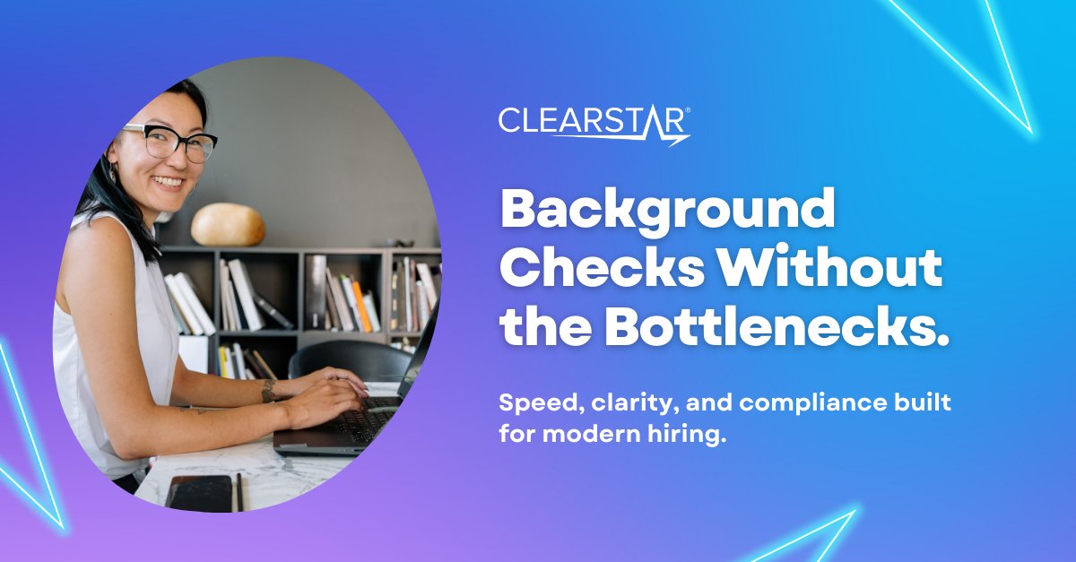 Hiring moves fast. Your background checks should too.
ClearStar delivers accurate, compliant screening with the speed and support today’s teams need.
Explore what smarter screening looks like: hubs.la/Q044vw8x0
