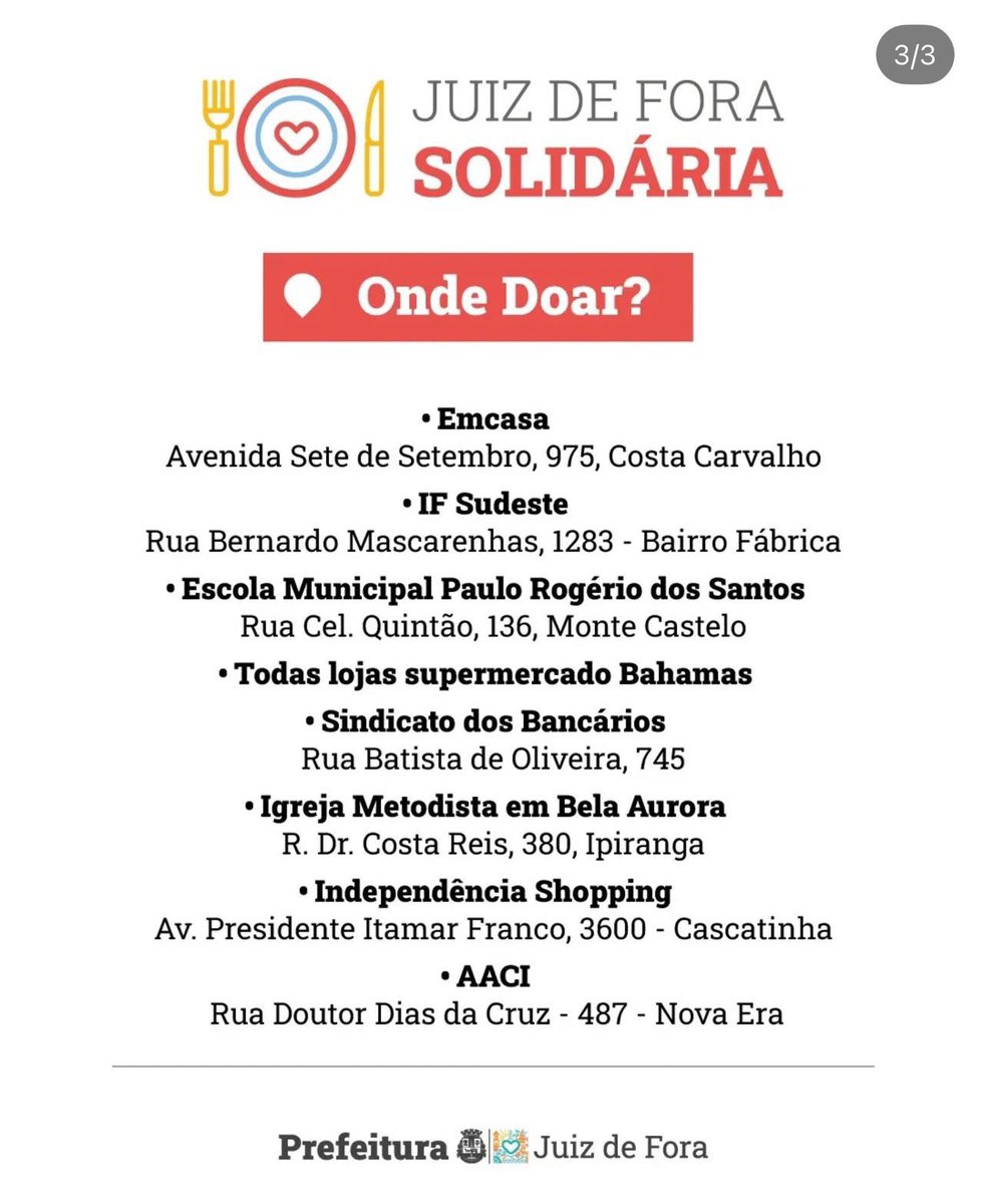 DataFutebol's tweet photo. Pra quem é de Juíz de Fora e região:

A Prefeitura divulgou os locais que estão recebendo doações! Qualquer doação é importante! 

Toda nossa força e solidariedade à população da cidade! ❤️‍🩹🙏🏻 https://t.co/pdkvoZoFWc