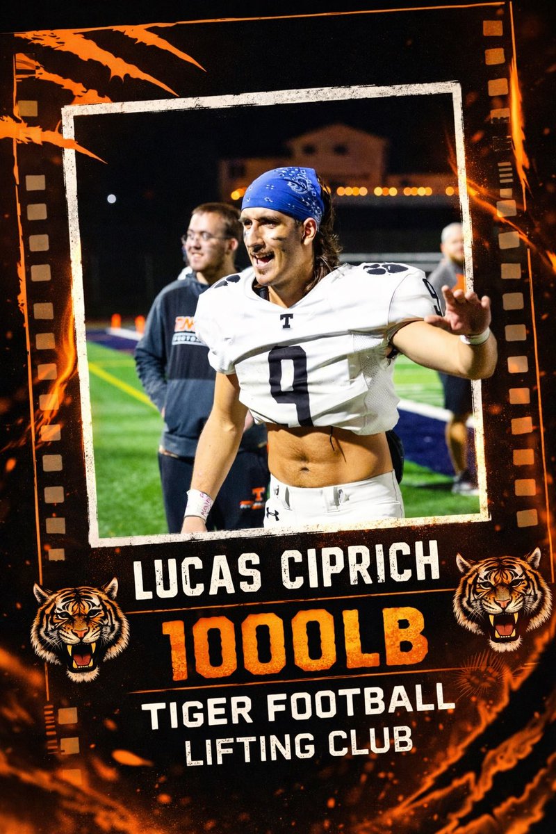 Tunktigers_FB's tweet photo. THE running back confirmed his spot in the 1,000 lb club… as a sophomore 👑‼️🐅 our captain @LCiprich577 continues to dominate the offseason https://t.co/2JtJisr8qR