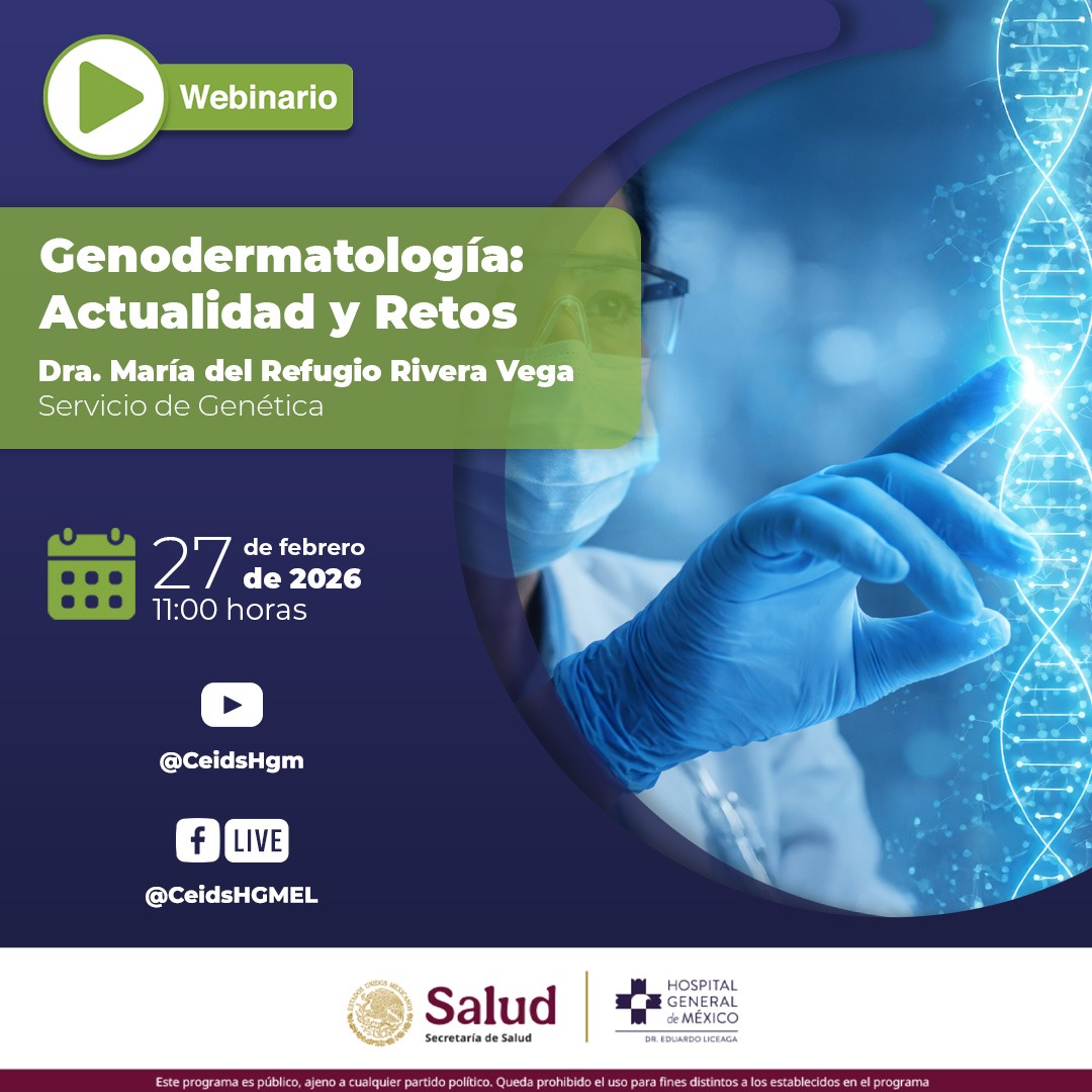 Te invitamos a actualizar tus conocimientos en el campo de la genética y la dermatología en nuestra próxima sesión clínica.

youtube.com/live/IB7qb91SI… facebook.com/share/1CUTvHp5…

#HGM #SecretaríaDeSalud #Medicina #Genodermatología #WebinarEnVivo #Dermatología