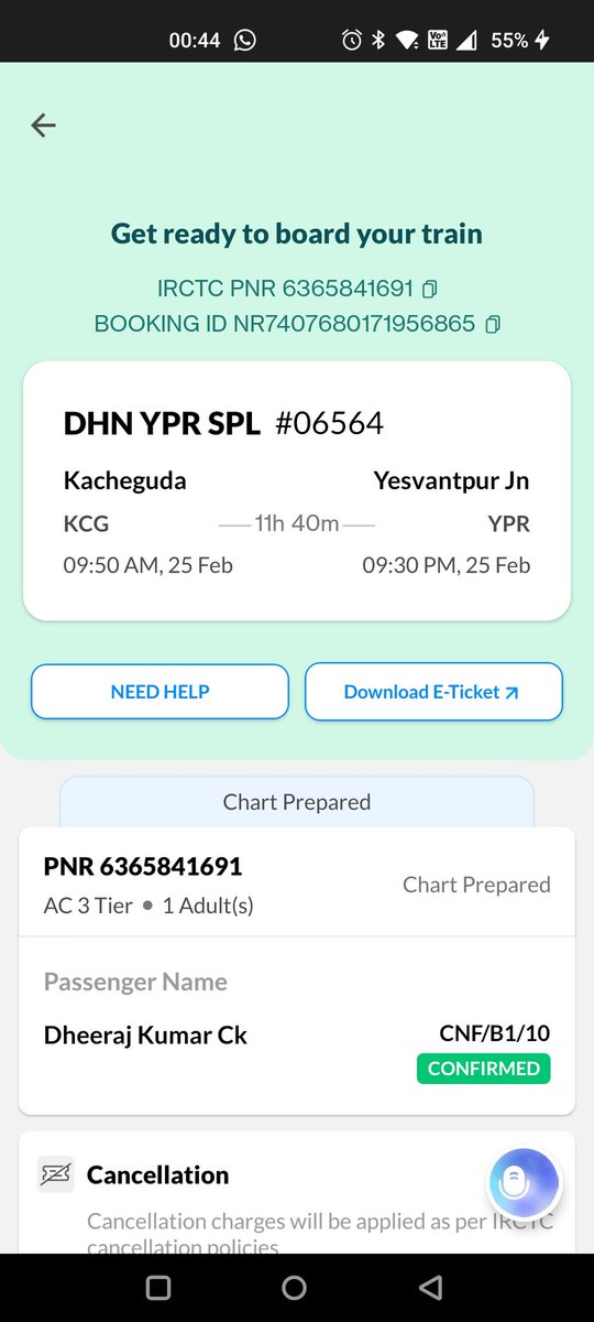 dheerajkumarck's tweet photo. I hav booked a ticket wit @makemytrip @makemytripcare m trying to cancel the ticket.U are not allowing me to cancel the ticket stating tat the chart is prepared.I hav checked the IRCT they haven't prepared the chart. Kindly cancel the ticket n process d refund https://t.co/Gc70xxOY8a