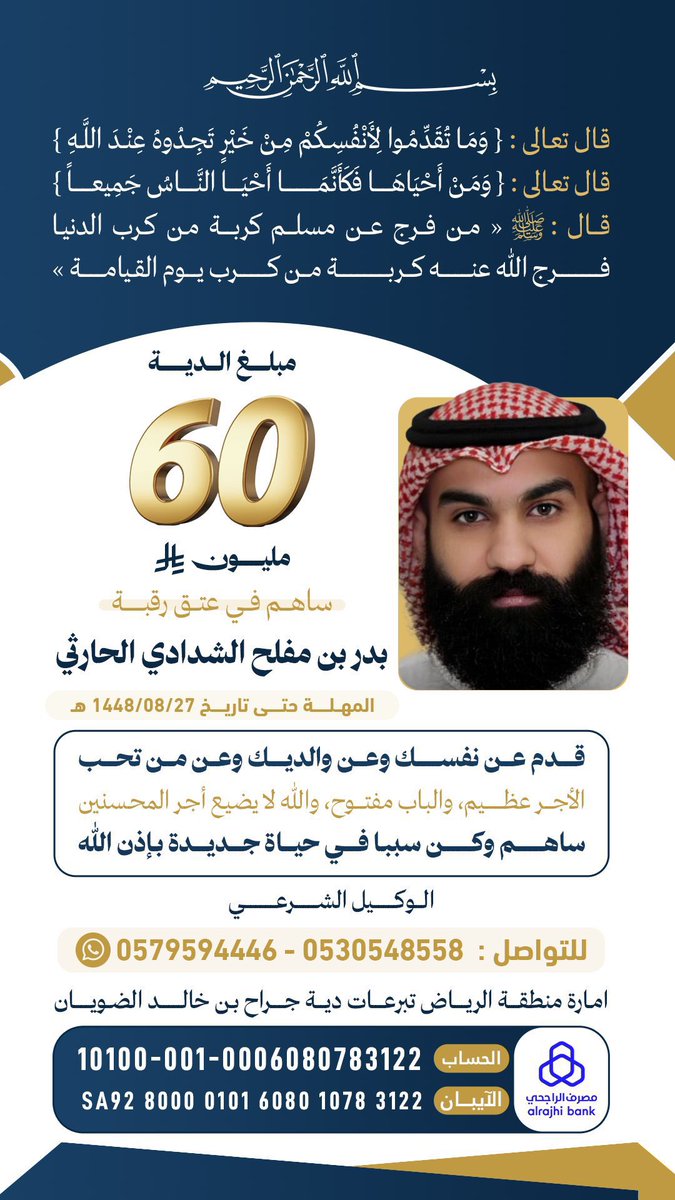 #عتق_رقبه_بدر_الحارثى
 ساهمو ولو بالقليل