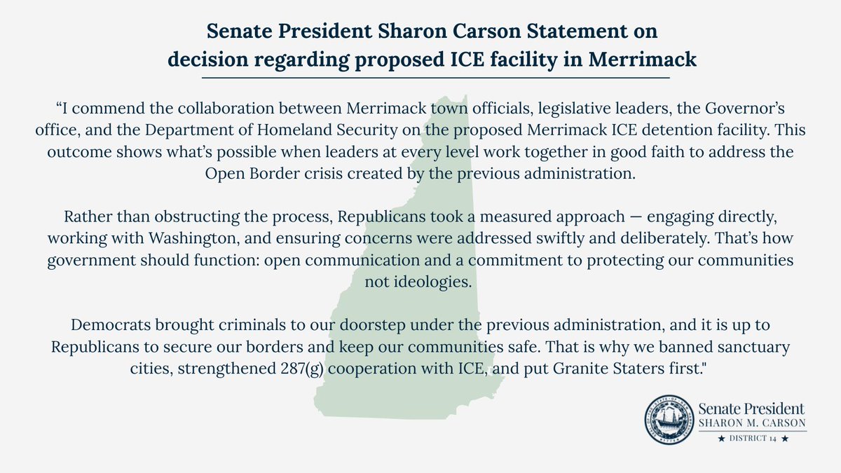 NH Senate President Sharon Carson tweet media