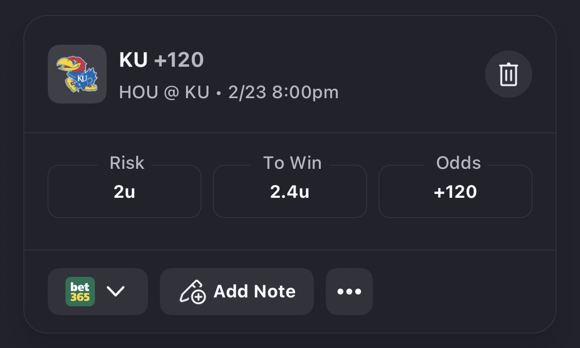 SamGrosso8's tweet image. 2 unit banger in premium last night 💰✅

Like and Follow for more free plays! ❤️

We are back! 💪 March Madness 🔜

#kanas #jayhawks #marchmadness #sportsbetting #action