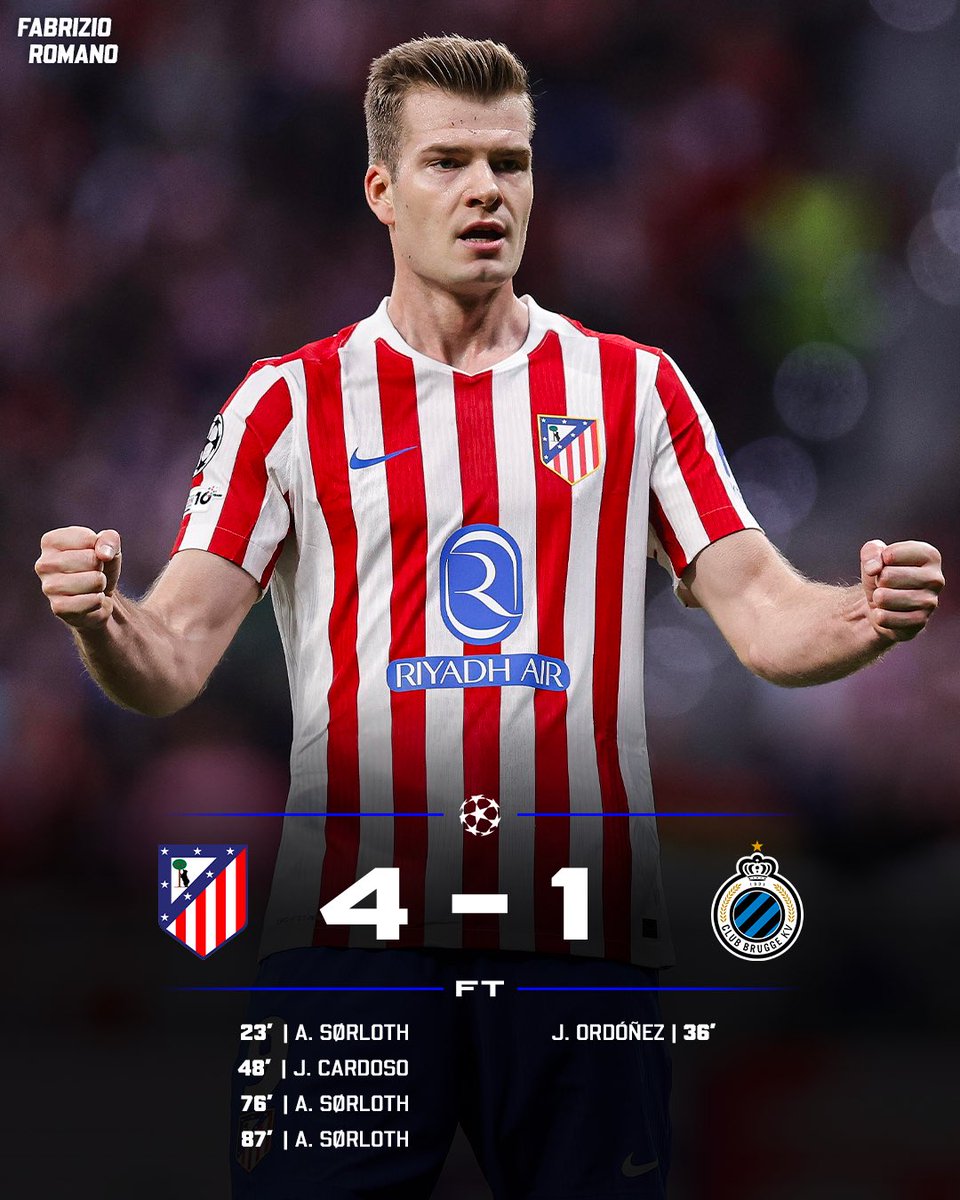 🚨 Atlético Madrid advance to next UCL stage — Club Brugge are out! 

Who’s been your Man of the Match?