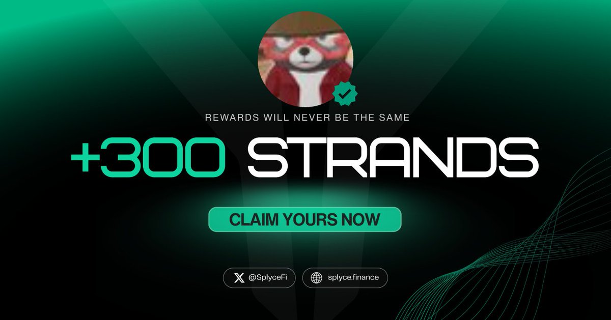 tenacitytrades's tweet photo. 300 Strands claimed. 

Real-world yield is coming to Solana with @SplyceFi 

Feels good to be early.

Your turn: https://t.co/aq9b6BvwKU https://t.co/FQn2buIdc7