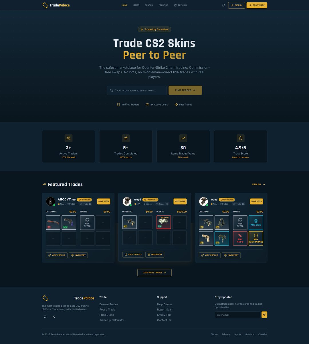 TradePalaceCs2's tweet photo. Mark your calendars! TradePalace officially launches on March 1st, 2026. Get ready for the safest commission-free P2P trading experience. No bots, just pure player-to-player action.
#CS2 #TradePalace #CounterStrike2 #CS2Skins #CS2Trading #SteamTrade #SkinsMarket https://t.co/M8g3XoCK8b