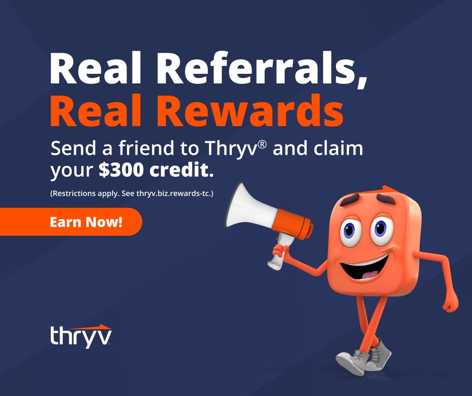 Know a business owner who’d love Thryv? Share the love and earn $300 when they sign up! 💸
🔗 Refer here: (ADD REFERRAL FORM LINK)
Terms apply.