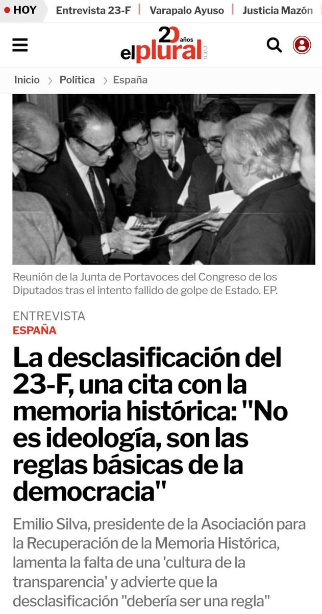 La desclasificación del 23-F, una cita con la memoria histórica: "No es ideología, son las reglas básicas de la democracia" elplural.com/politica/espan…