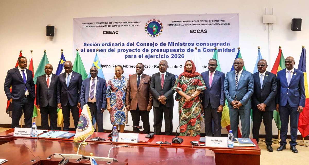 AmbEzechielNibi's tweet photo. Je félicite les Etats membres de la @CEEAC_ECCAS pour l’adoption du budget de la Communauté pour 2026 à l’issue du Conseil des ministres tenu ce 24/02/2026. Je remercie les experts, #CTS et le #COREP pour le travail abattu. Ensemble pour une intégration régionale renforcée. https://t.co/pIpfNX8OkA