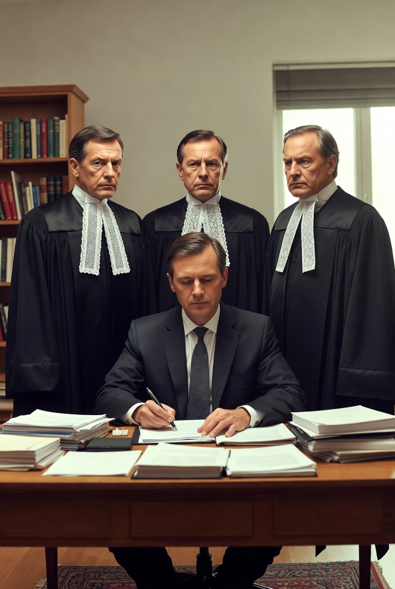 " El abogado se ve obligado a demostrar lo que vale en cada litigio y aspira a contar con la aprobación de tres jueces: el juez interior de su conciencia, del juez social que dibuja su reputación y del juez oficial que dicta sentencia en su caso." J.R. Chaves.