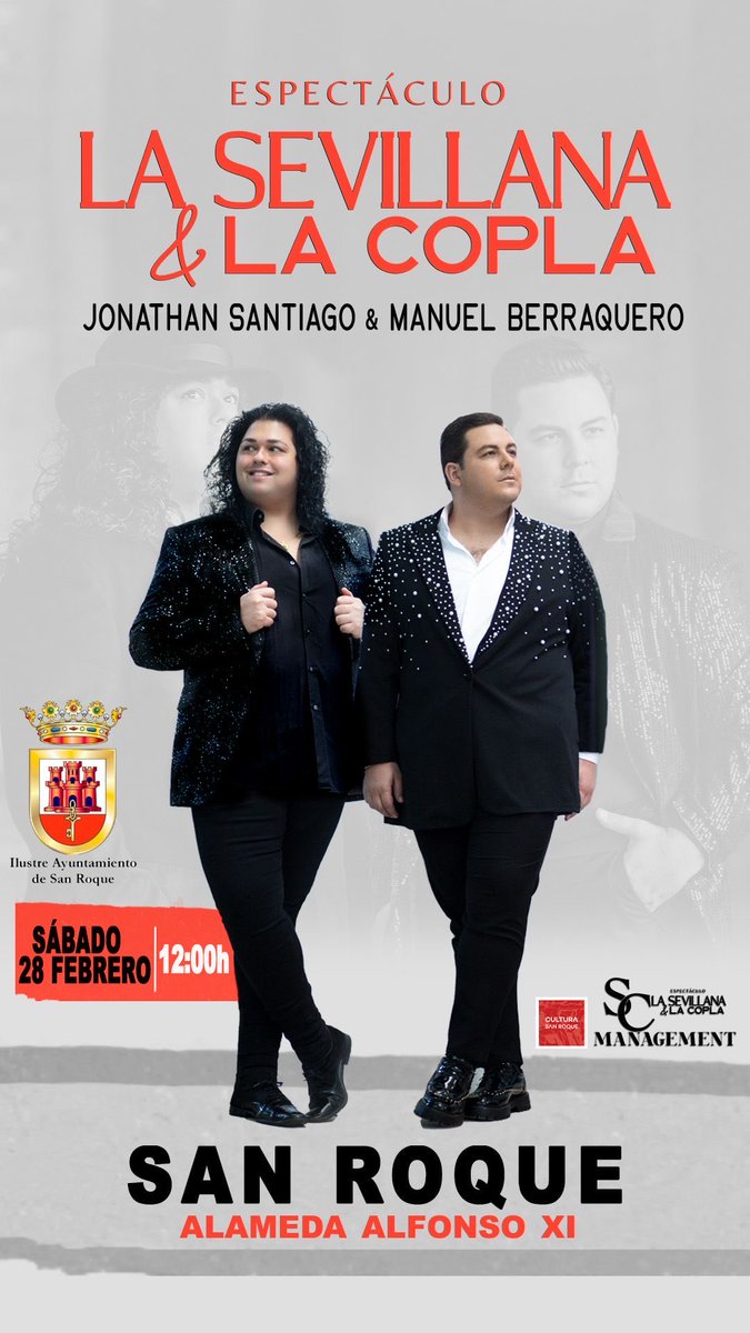 Familia este próximo Sábado, 28 de  Febrero (Día de Andalucía), estaremos en concierto con nuestro nuevo espectáculo LA SEVILLANA Y LA COPLA, a partir de las 12:00 H. en la ALAMEDA ALFONSO XI de San Roque (Cádiz).
La Entrada es Gratuita.
Os esperamos !!!
<a href="/barcialopodus/">Francisco barcia</a>.
