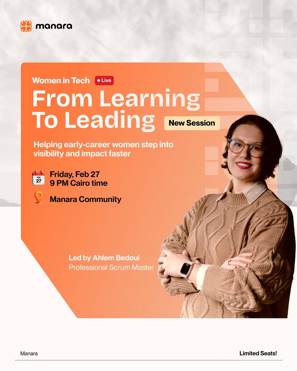 I’m excited to announce that I’ll be leading a live session with the #ManaraCommunity
Helping early-career women step into visibility and impact — faster
If you're an early-career woman in tech — this one is for YOU.
Let’s lead. Let's rise together!
<a href="/WomenTechmakers/">Women Techmakers</a> <a href="/womenintech/">Women in Technology</a>