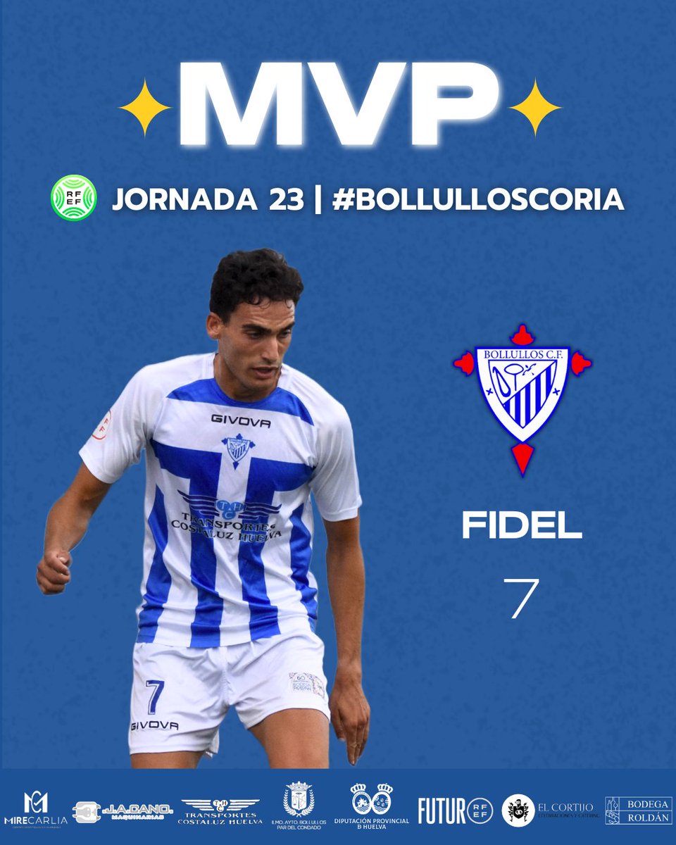❇️ MVP | Elegido el mejor jugador del partido ante el Coria CF. 

𝙁𝙞𝙙𝙚𝙡, es el MVP del #BollullosCoria. Así lo han decidido nuestros seguidores en RRSS.

⚡ ¡Enhorabuena, <a href="/Fidellopez_2/">Fidel⚽</a>! 7️⃣

#TerceraFederación #VamosMiBollullos