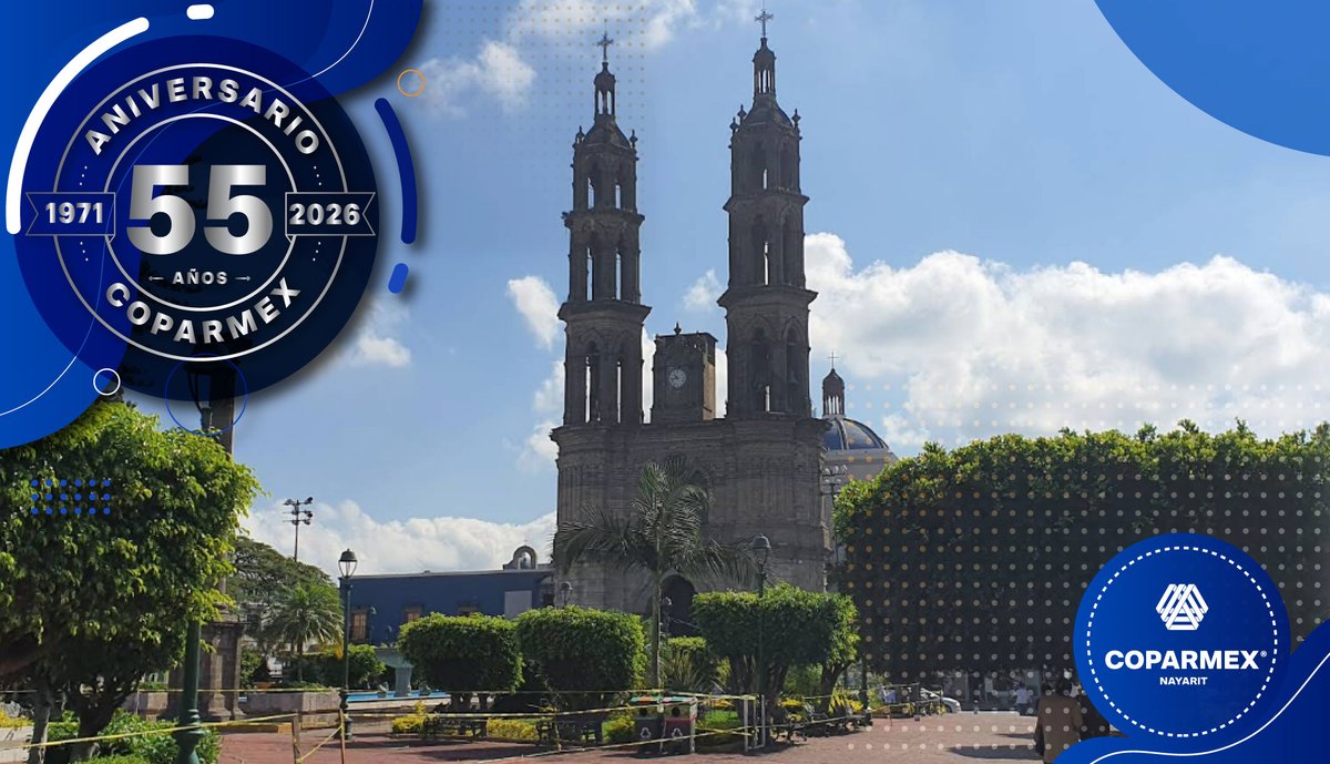 Coparmex's tweet photo. 🔵 #Coparmexario | Hoy celebramos el 55° aniversario del Centro Empresarial Coparmex Nayarit. 🥳✨
Reconocemos la gran labor de su Consejo Directivo y el liderazgo de su Presidenta, Liliana Verónica Hernández Magallanes, en favor del desarrollo y la competitividad empresarial en el estado. 🇲🇽👏

¡Muchas felicidades y enhorabuena! 🙌