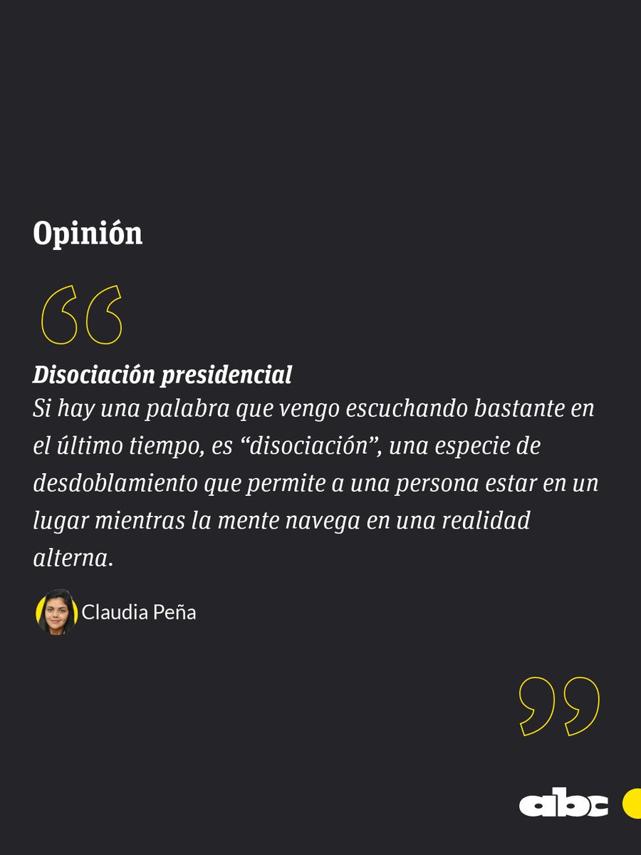 #OpiniónABC | "Disociación presidencial", por <a href="/clariela_/">Claudia Mariela Peña</a>.

📲Leé más: abc.com.py/opinion/2026/0…

⭕️Canal de WhatsApp: whatsapp.com/channel/0029Va…