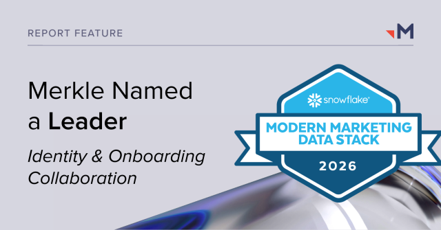 .<a href="/Merkle/">Merkle</a> is proud to be named a Leader in both “Identity &amp; Onboarding” and “Collaboration” in <a href="/Snowflake/">Snowflake</a>’s 2026 Modern Marketing Data Stack. In today’s AI-driven world, we’re empowering marketers to be true agents of change. Explore the full report here: bit.ly/4kWGKBE