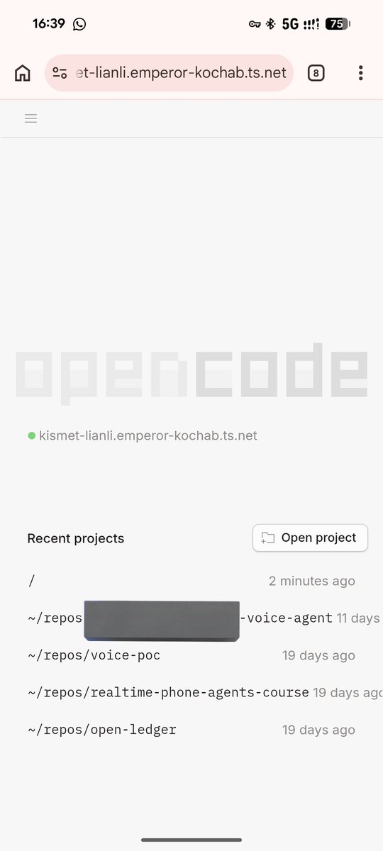 _luqy's tweet photo. @noahzweben If you wanted this a month ago but open source and with any model you liked, just run opencode web with tailscale. https://t.co/GusTgrBpBv