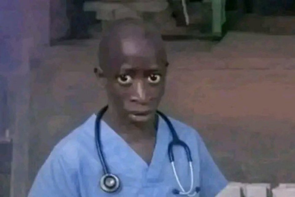 not_prince7's tweet photo. I-Care nursing student after giving the president the wrong medication in katutura hospital 💔😭 https://t.co/7ljqTjl8na