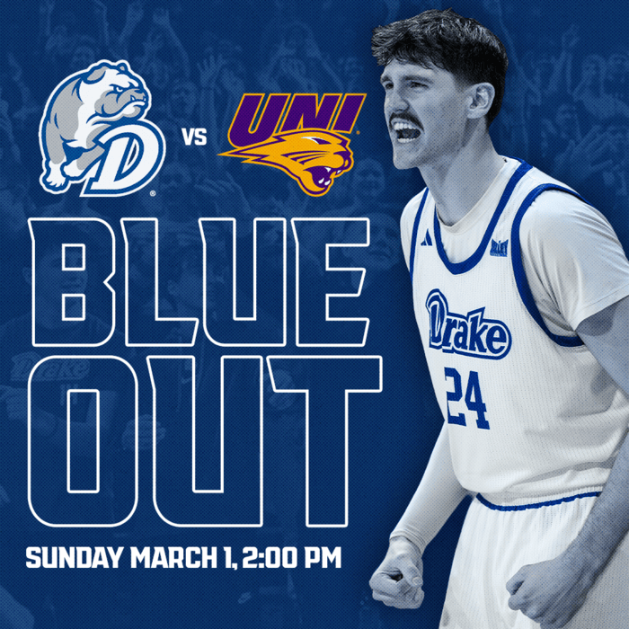 DrakeBulldogsMB's tweet photo. 🔵𝐁𝐥𝐮𝐞 𝐨𝐮𝐭 𝐢𝐧 𝐃𝐞𝐬 𝐌𝐨𝐢𝐧𝐞𝐬 🔵

🏟️Turn the Knapp Center into a sea of blue on Sunday as the Bulldogs host in-state rival UNI at 2 PM.

🚨Limited reserved seating remains, purchase tickets 𝐍𝐎𝐖 and pack the Knapp!

🎫: https://t.co/kpkKmKu3Ig

#DSMHometownTeam https://t.co/Zf5abyyhjW