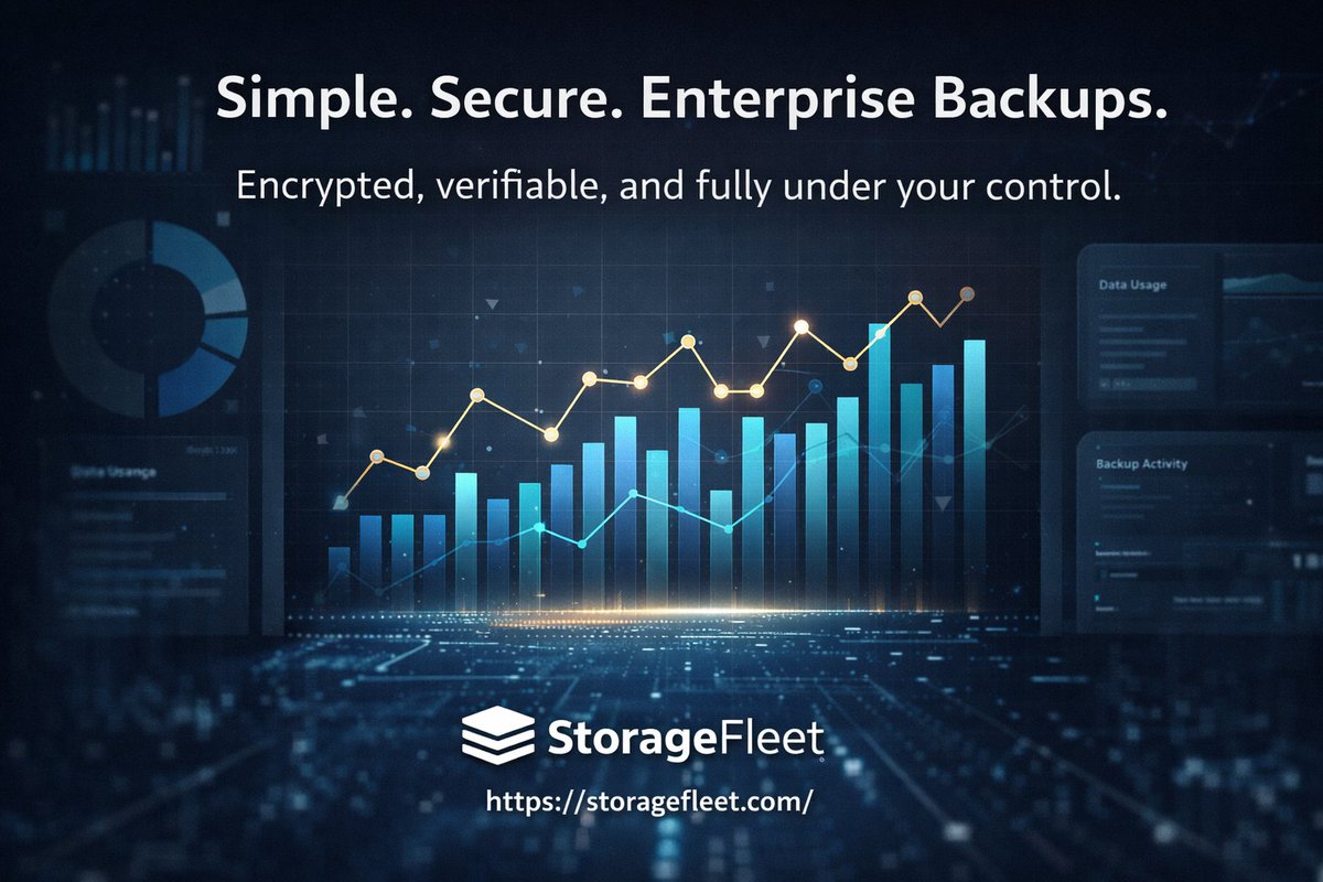 Enterprise backups shouldn’t be complicated.

StorageFleet keeps data encrypted, verifiable, and under your control — while simplifying compliance and recovery.

Secure storage built for modern business.
 storagefleet.com

#DataSecurity #EnterpriseIT #Backup