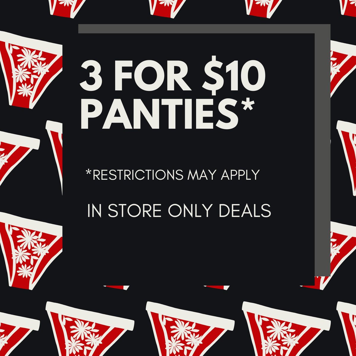 suziesretail's tweet image. Who says you can’t have a little fun? 😘
Swing by for our in-store only panty sale — your drawer (and your mood) will thank you!

#PantySale #InStoreOnly #ShopLocal #FlirtyFinds