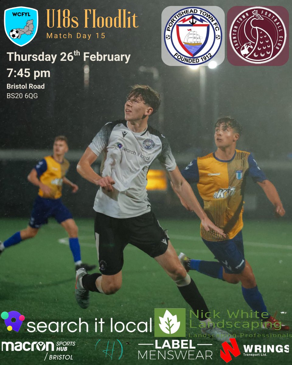 Then penultimate home game of season vs a <a href="/TauntonTownFC/">Taunton Town FC</a> side who will be keen to get their title challenge back on track. 

We want tor support! Get down and enjoy more football at Bristol Road. 

<a href="/PortisheadTown/">Portishead Town FC</a> 
<a href="/wcfyl/">Western Counties Floodlight Youth League</a> 
<a href="/swsportsnews/">South West Sports News</a>