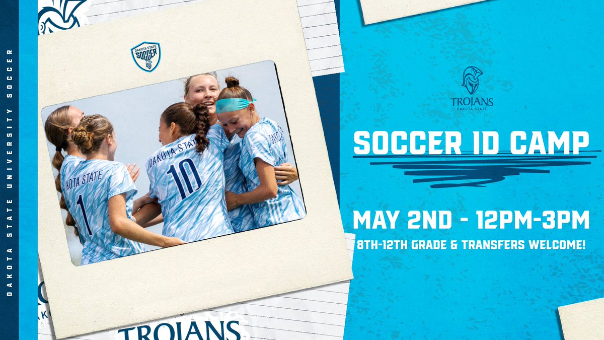 🚨 ID CAMP ALERT! 🚨 Join us on May 2nd from 12PM-3PM for our Soccer ID Camp at Dakota State University! Open to 8th-12th graders &amp; transfers.  To register, head to dakotastateusoccercamps.com

#DSUAthletics #GoTrojans #DSUWSoccer