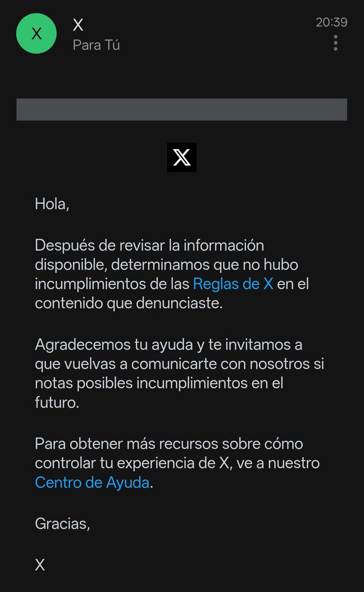 A <a href="/X/">X</a>  esto no le parece que incumpla sus normas. Jé