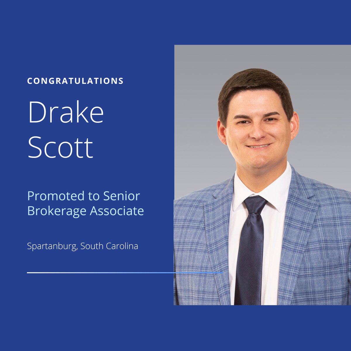 Drake Scott has been promoted to Senior Brokerage Associate. His work ethic and dedication to delivering results have elevated both his business and our office as a whole. 

We are proud to recognize Drake’s continued growth with this promotion! More info: hubs.ly/Q044v9Sf0