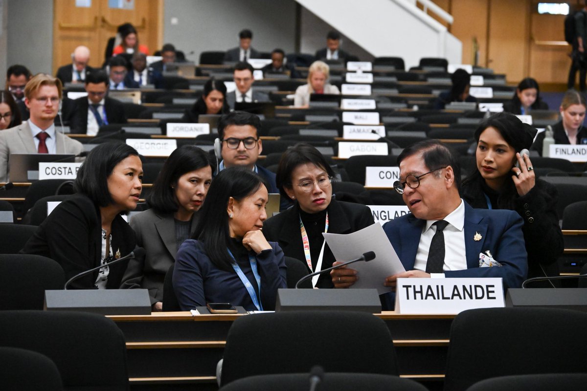 MFAThai's tweet photo. FM @SihasakPh delivered a statement at the HLS of the 61st UNHRC Session in Geneva, underscoring importance of multilateral cooperation and highlighting transnational online scams as a global human rights crisis directly impacting Thailand. He reaffirmed Thailand’s commitment to intl. cooperation to dismantle such criminal networks. Responding to Cambodia’s remarks on the border situation, FM stressed that allegations are unfounded and Thailand remains committed to dialogue and the ceasefire while firmly safeguarding its sovereignty and territorial integrity. (24 Feb 2026) #HRC61
