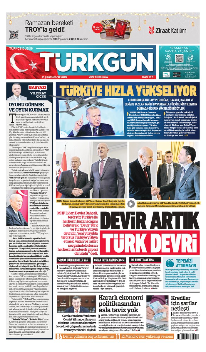 Gazetemizin 25 Şubat 2026 Çarşamba baskısını inceleyebilirsiniz... #Türkgün #turkgungazetesi