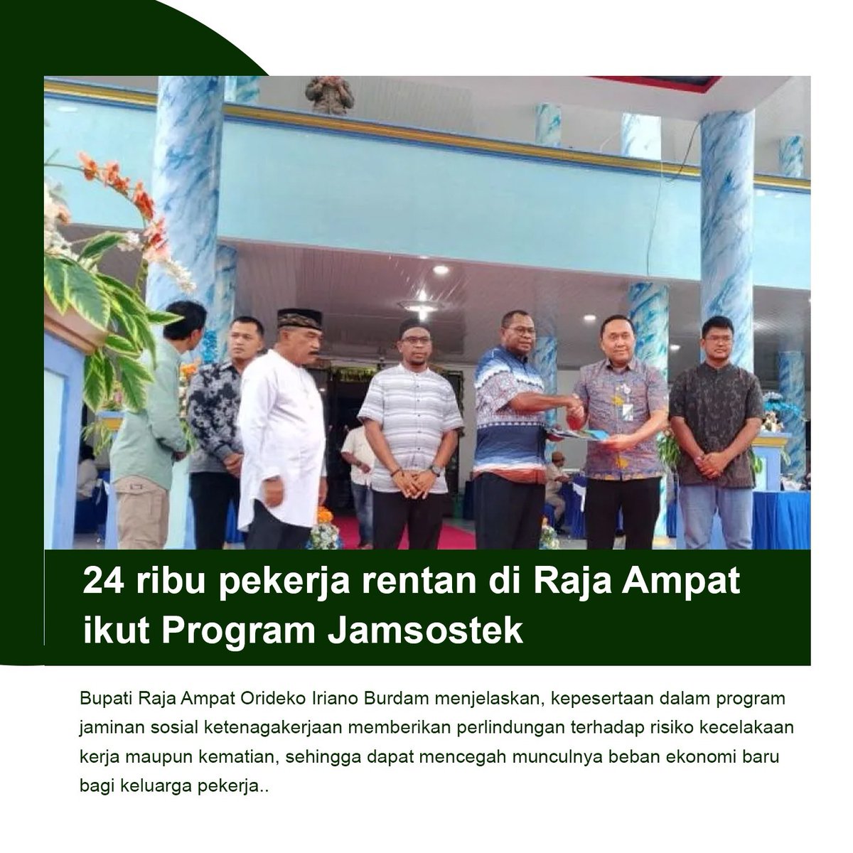24 Ribu Pekerja Rentan di Raja Ampat Ikut Program Jamsostek