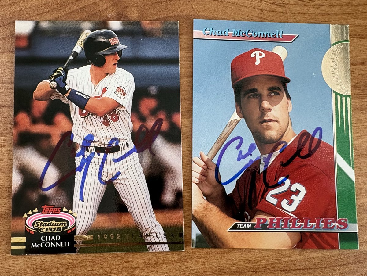 mjs80377's tweet image. Thanks to former  @USABaseball &amp;amp; @Phillies prospect Chad McConnell for signing my @Topps cards #Topps #StadiumClub #TTMAutographs #TTMSuccess #BaseballCards #Autographs #Hobby #Collect #TTM #USA 🇺🇸#TeamUSA 🇺🇸 #RingTheBell