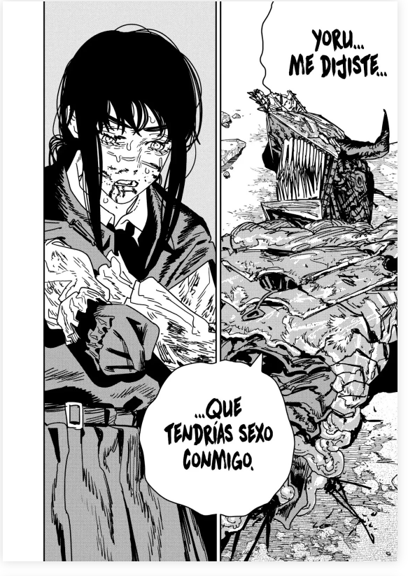 Por eso son el fandom de comprension lectora man!
En el anterior capitulo se da a entender que denji salva a Yoru por la promesa que le habia hecho hace tiempo, en pocas palabras Denji si la salvo nms por el sexo, nisiquiera penso en Asa bro 😭