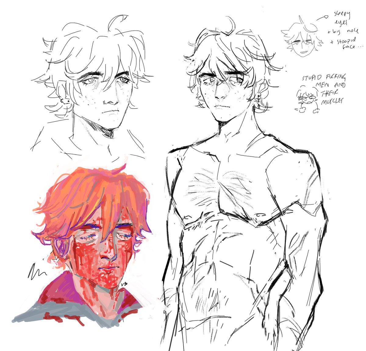 tbh i just wanted to draw him w top surgery scars
#childe #tartaglia