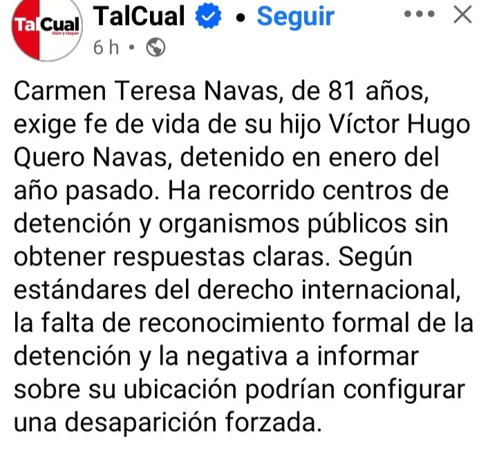 ¡Que contraste! El 4-1- ya se sabía dónde estaban Maduro y Cilia, pero a esta madre no informan donde está su hijo, que lleva un año detenido.
Se agradece intermediar
<a href="/delcyrodriguezv/">Delcy Rodríguez</a>