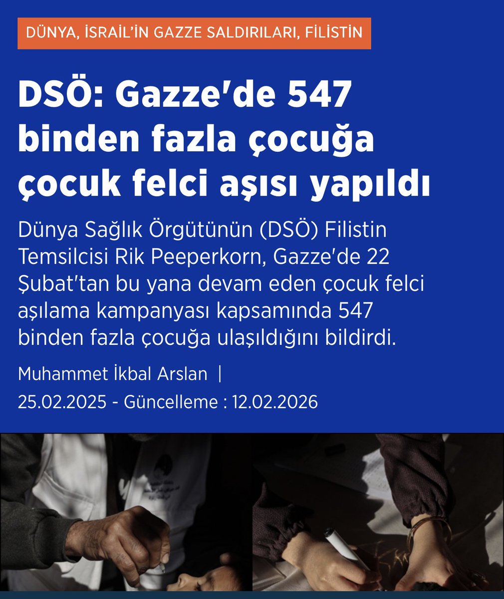 İki sene boyunca çoluk çocuk, kadın demeden herkesi öldüren İsrail, nedense aşı meselesi olunca savaşı durdurup beyaz yakalı Dsö elemanlarına ,Filistinli çocuklara aşılarını yaptırdı.
547.000’den fazla çocuğa aşı yapılarak soykırım gerçekleştirildiğini düşünüyorum.
Amerika